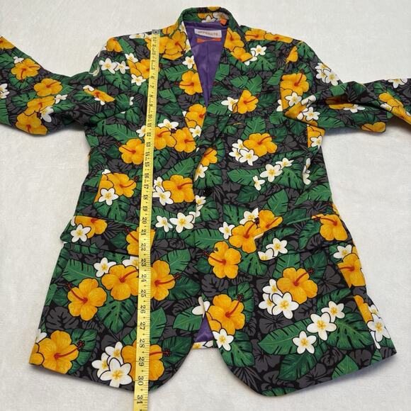 OppoSuits Tropical Treasure 2 Pc. Black Floral Suit Men’s Size 38 - Picture 11 of 16